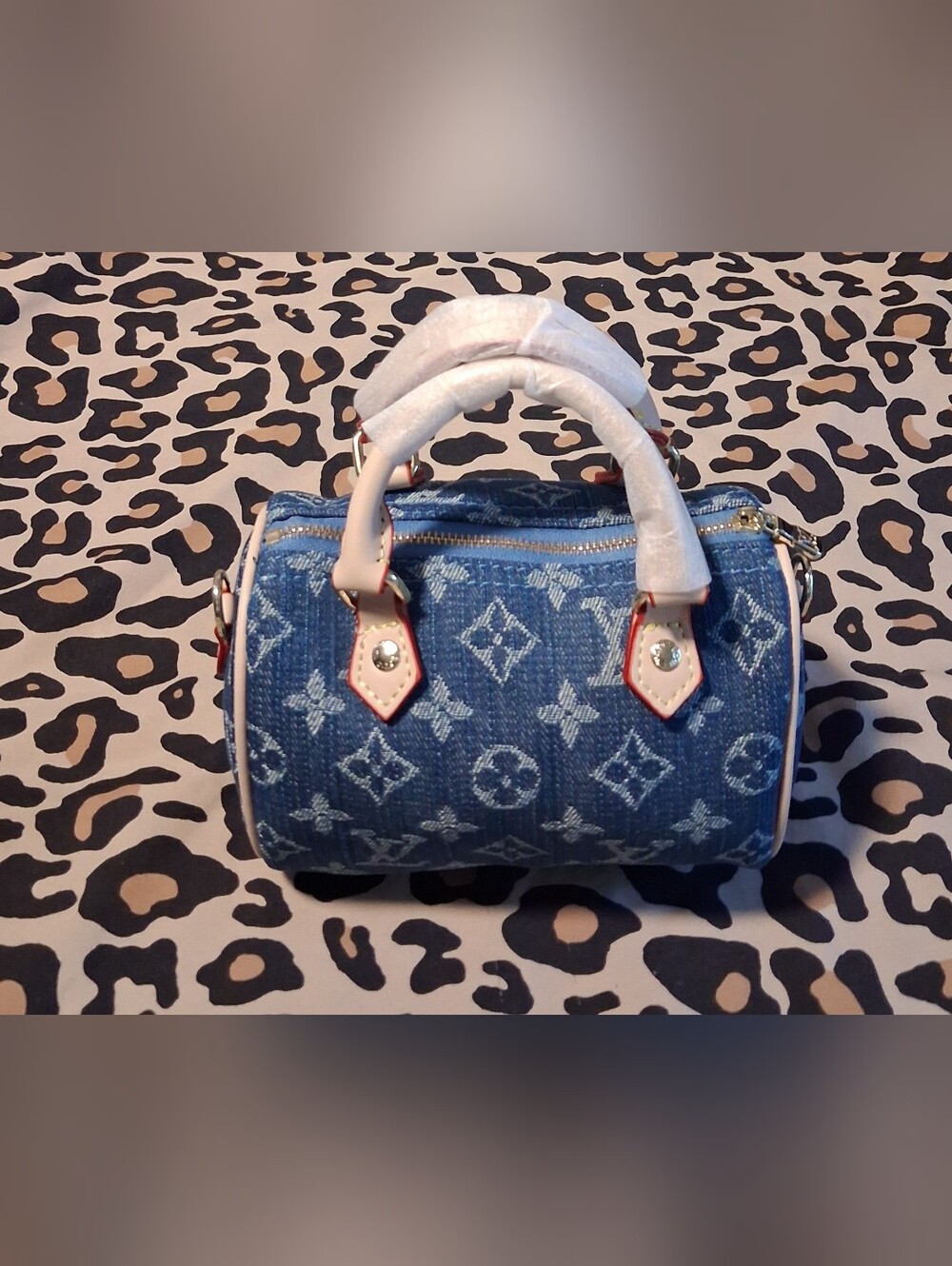 Monogram Blue Denim Mini Speedy Satchel Bag